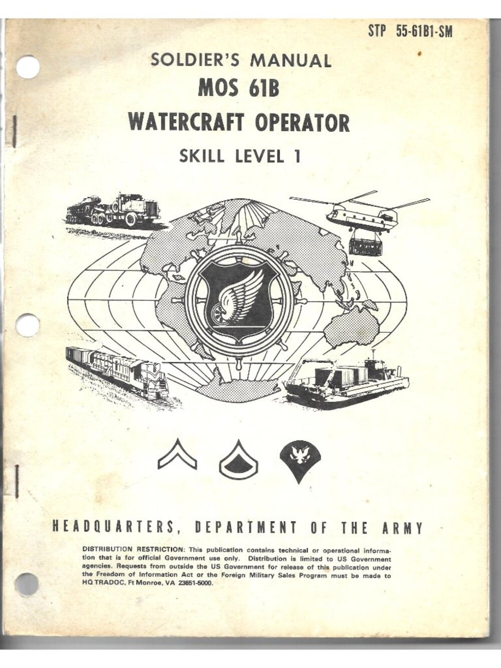 Army Soldier's Manual MOS 61B Watercraft Operator STP 55-61B1-SM 1985